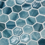 mosaïque de verre recyclé hexagonale bleu grisâtre