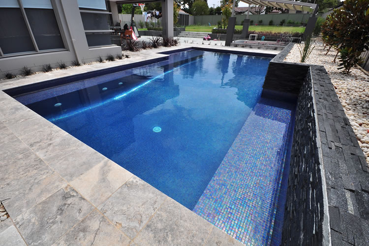 Blue swimming pool tiles