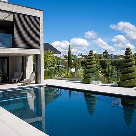 A Spectacular Project Featuring a Grey Glass Mosaic Tile Pool in a Villa in New Zealand