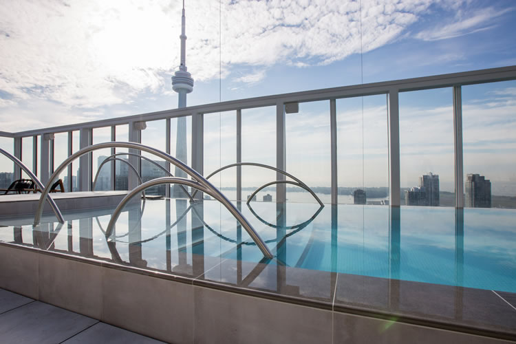 An Ezarri Spanish mosaic pool in the Toronto sky